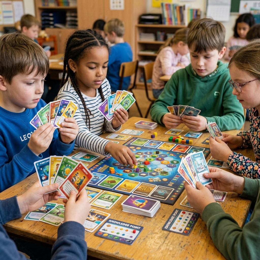 kids playing a card game